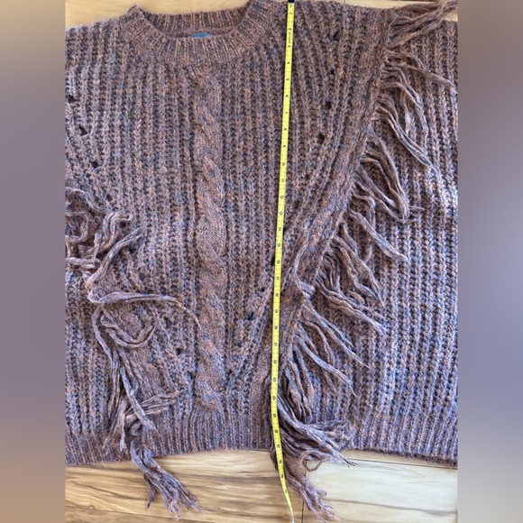 Anthropologie Marled Fringe Chunky Knit Poncho size OS one size - Picture 9 of 12